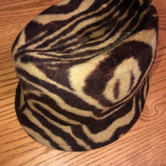 Philip Treacy London brown zebra print hat